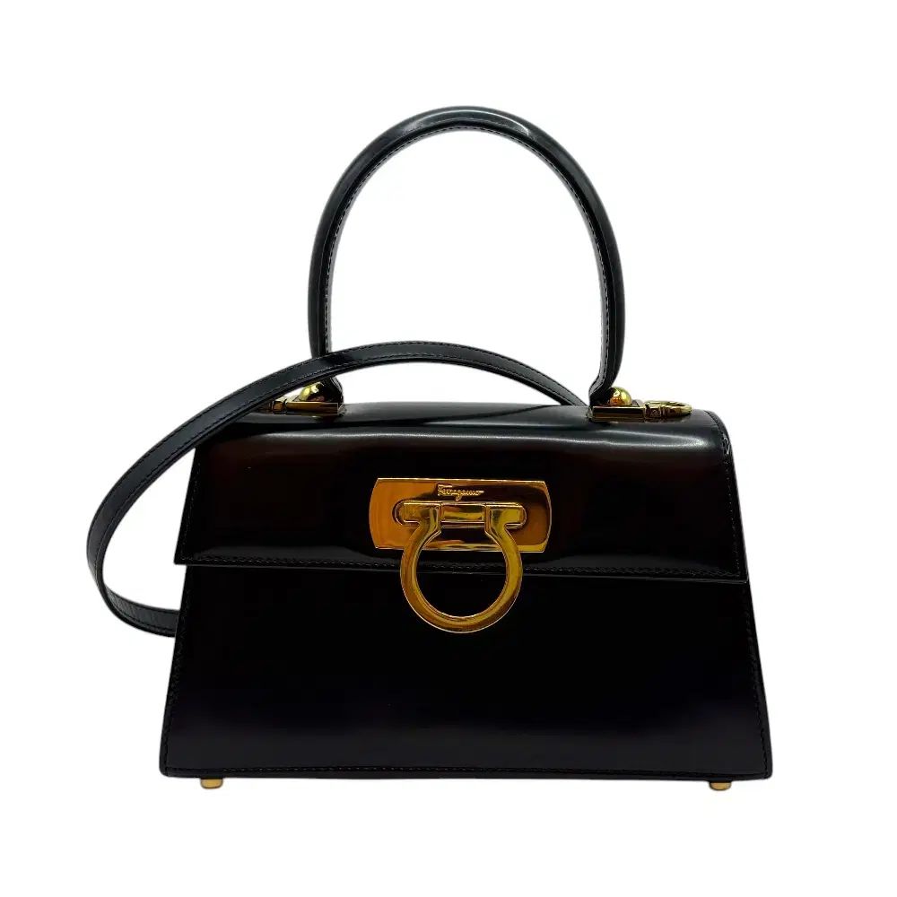 FERRAGAMO フェラガモ イーストウェスト アイコニック トップハンドル スモール トートバッグ ブラック