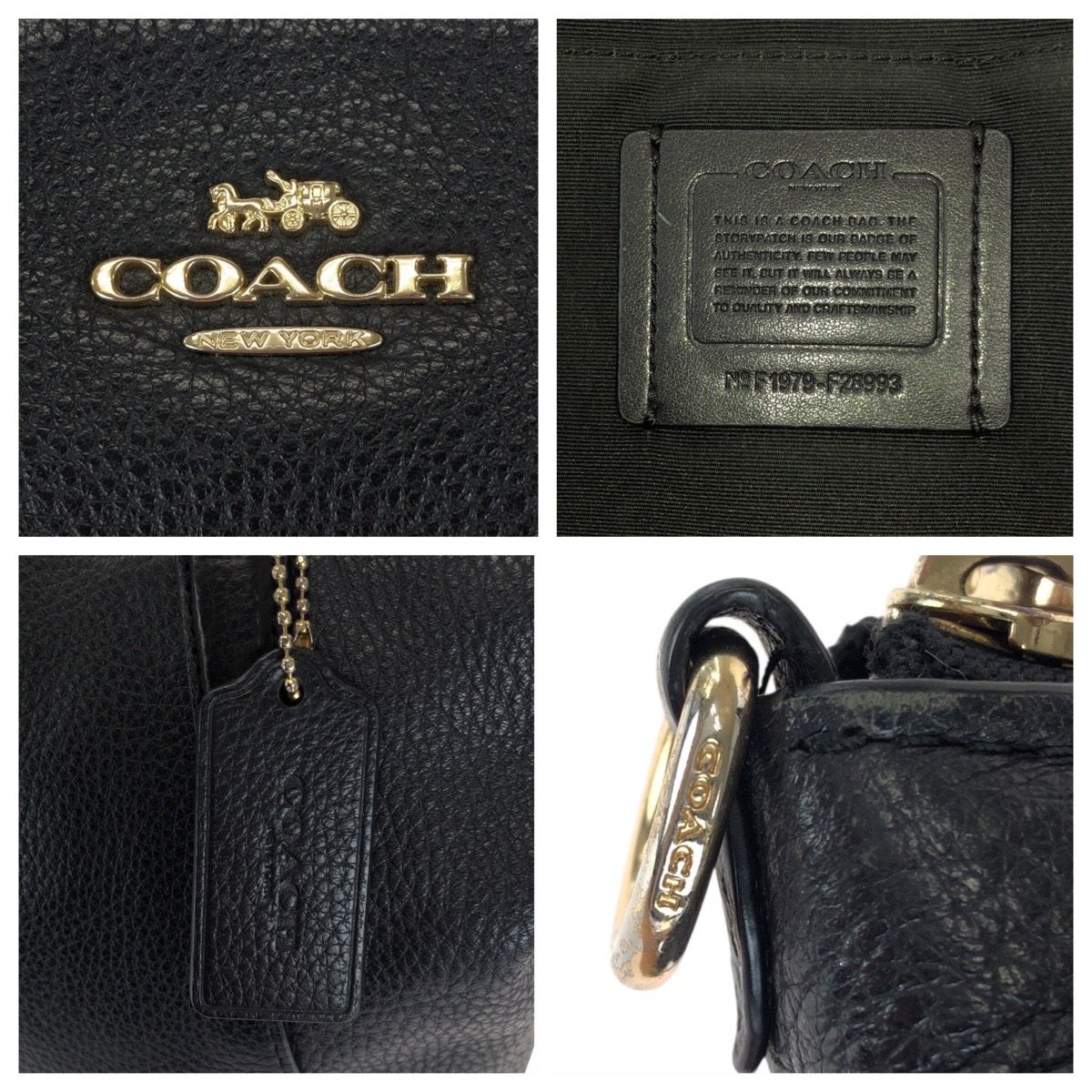 COACH コーチ スモールケルシー ブラック 黒 ゴールド金具 レザー F28993 トートバッグ ハンドバッグ レディース 602665【中古】