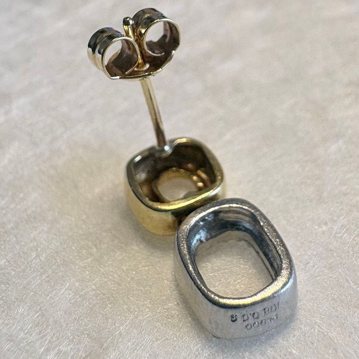 美品★Pt900 K18YG ダイヤモンド ピアス 片耳のみ 銀座購入 天然石★