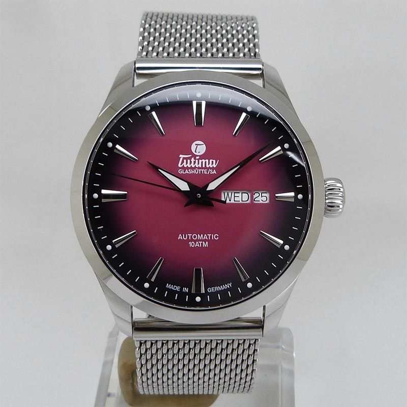 中古美品チュチマ【TUTIMA】 6105-26 フリーガー スカイ オートマティック レッド