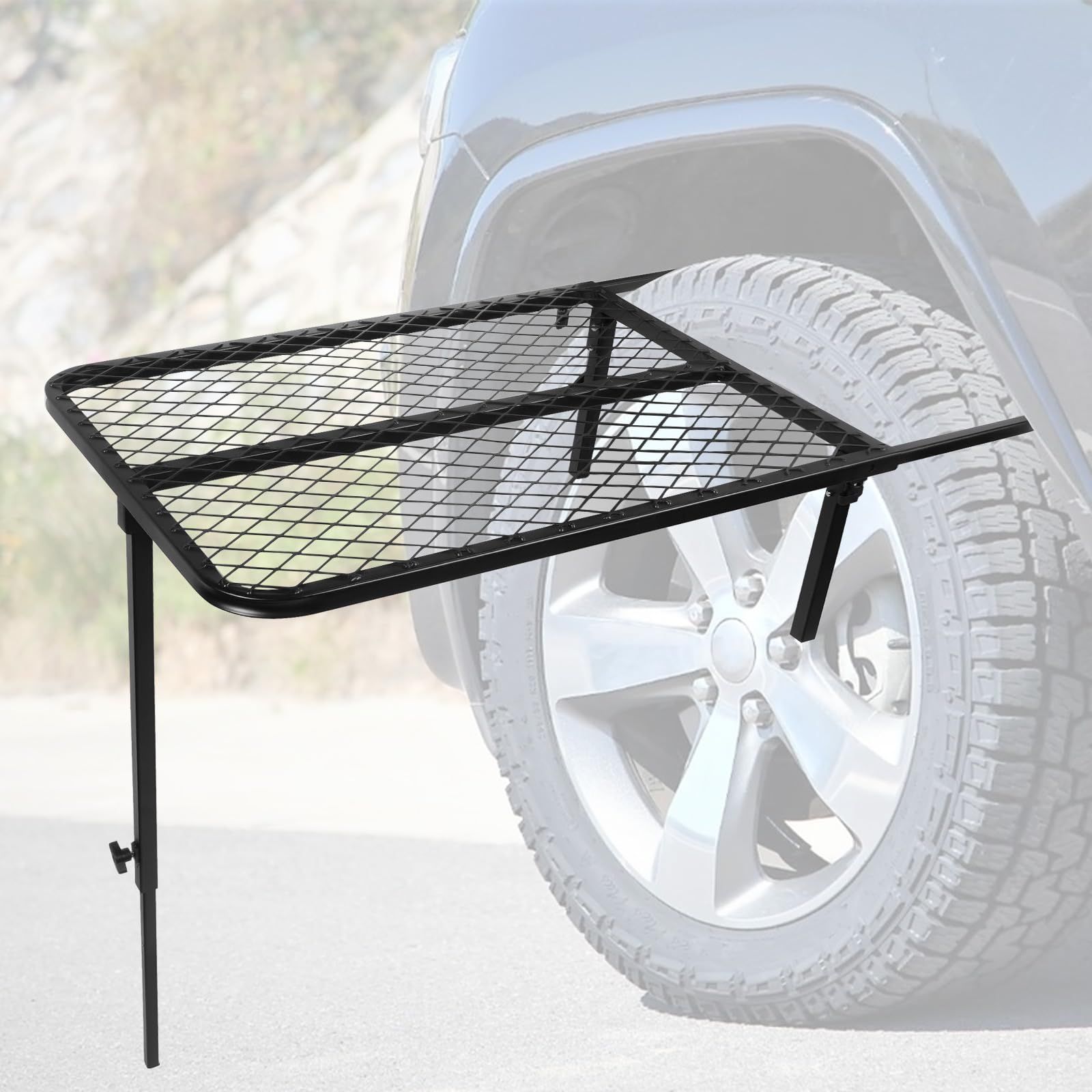 Sarasara タイヤテーブル 折りたたみ キャンプテーブル ジムニー JB23W JB33W JB43W JB64W JB74W 車用ピクニックテーブル アクセサリ 鉄製 高さ調節可能 自動車 バイク対応 収納バッグ付きts 4eb8b1b8