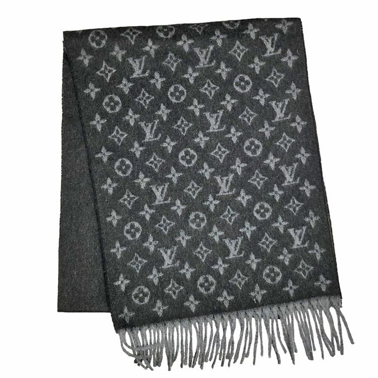 LOUIS VUITTON ルイヴィトン マフラー･モノグラム グラディエント M71607 グラデーション カシミヤ ウール ロゴ マフラー ストール ノワール メンズ