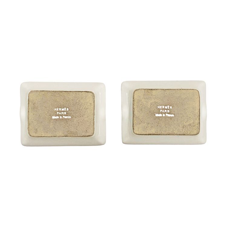 未使用品 HERMES エルメス ミニ アッシュトレイ ×2 セット 陶器 灰皿