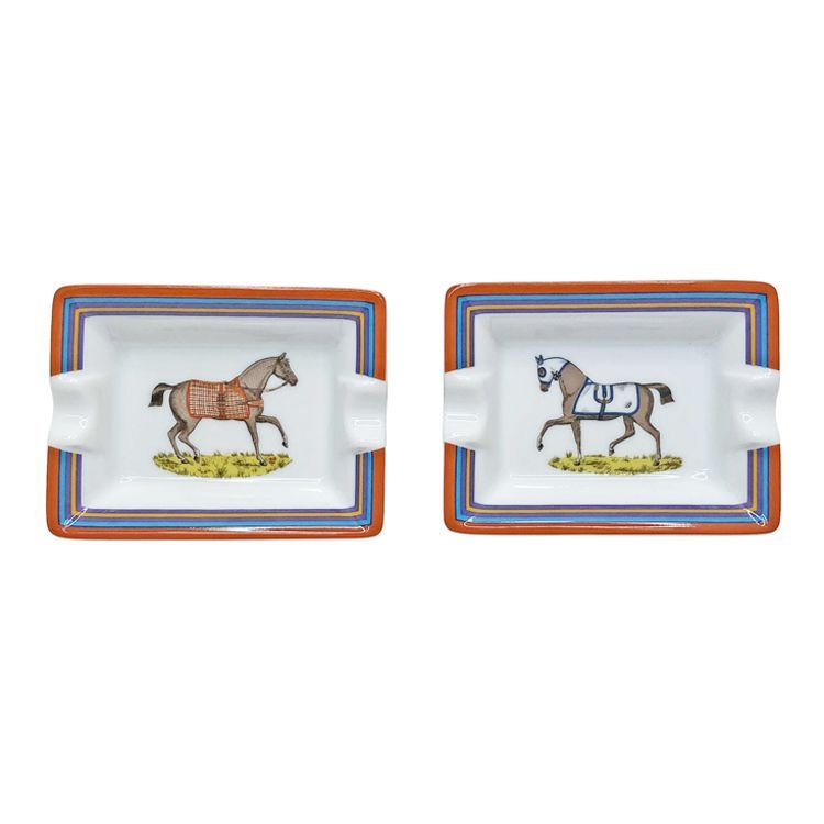 未使用品 HERMES エルメス ミニ アッシュトレイ ×2 セット 陶器 灰皿