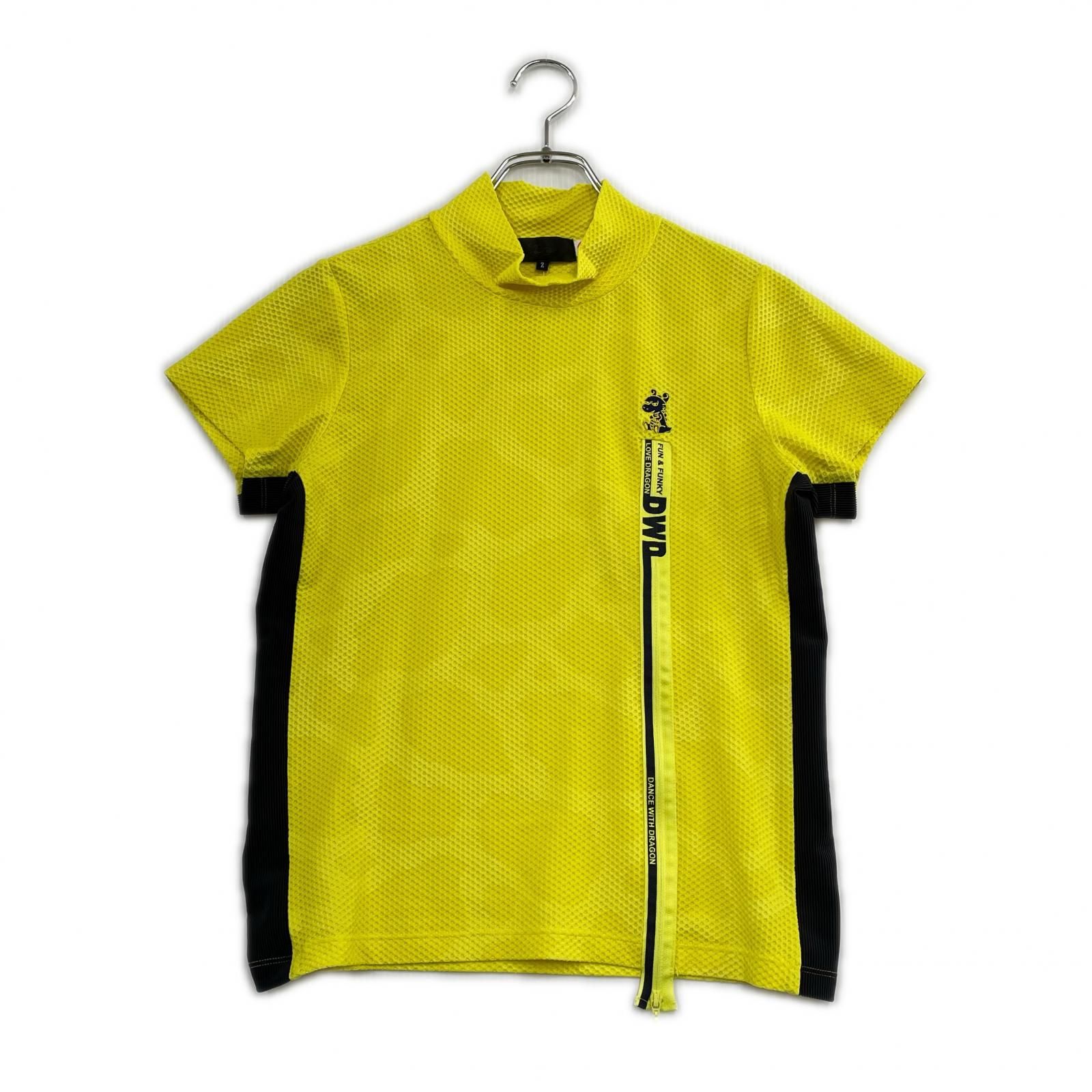 中古 レディース ダンスウィズドラゴン DANCE WITH DRAGON 半袖シャツ 2(M) 黄 イエロー ストレッチ モックネック