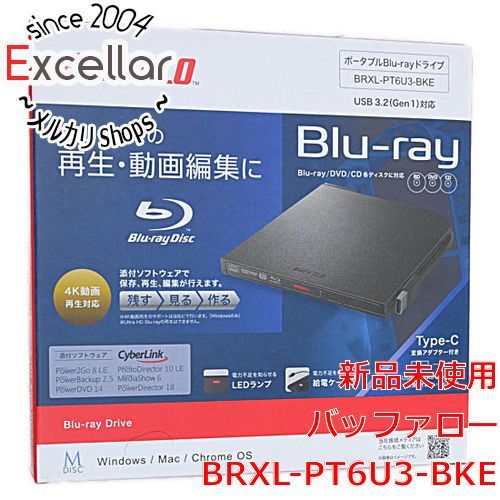 [bn:0] BUFFALO　外付けブルーレイドライブ　BRXL-PT6U3-BKE
