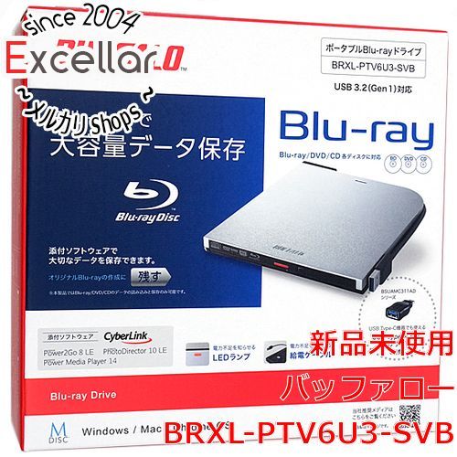 [bn:9] BUFFALO　外付けブルーレイドライブ　BRXL-PTV6U3-SVB　シルバー