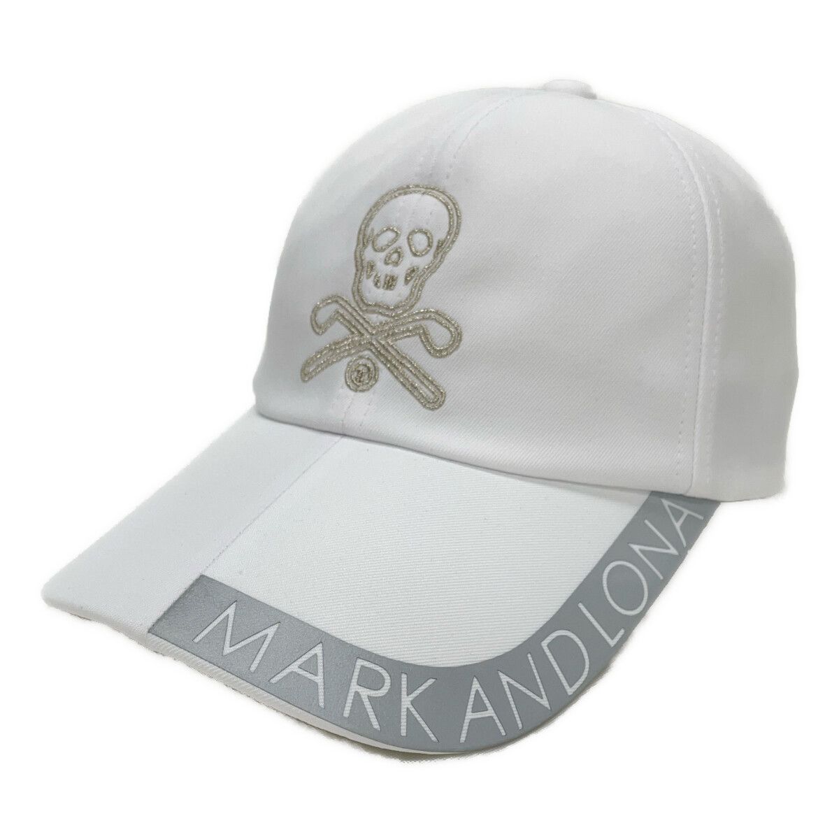 中古 マークアンドロナ MARK&LONA キャップ ホワイト 訳あり スカル