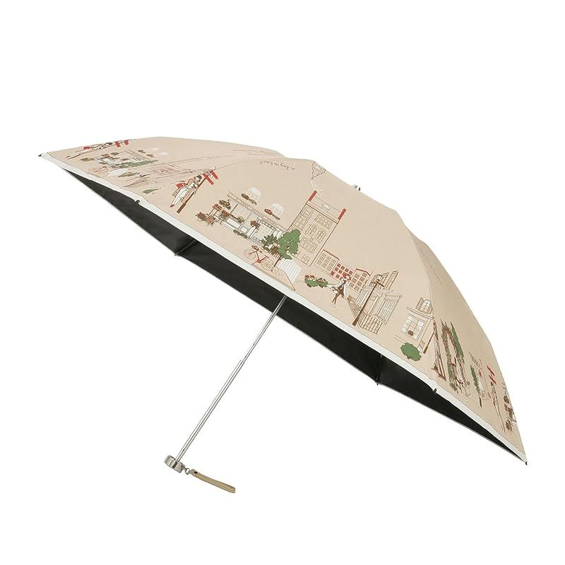 【新品】 ムーンバット 【ダックス】 日傘 折りたたみ傘 レディース 日本製 晴雨兼用 一級遮光 遮熱 UV カラフル街並み 22-125-12216-02 ベージュ