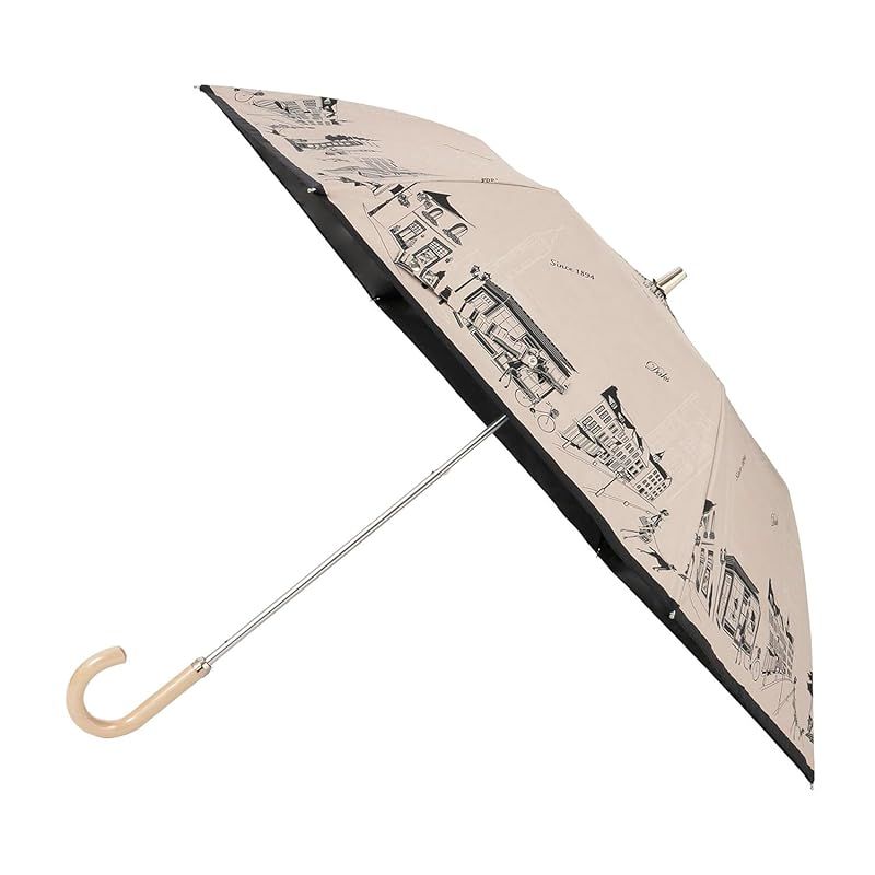 【新品】 ムーンバット 【ダックス】 日傘 折りたたみ傘 晴雨兼用 一級遮光 遮熱 UV 街並み フワクール 22-125-11948-51 ベージュ