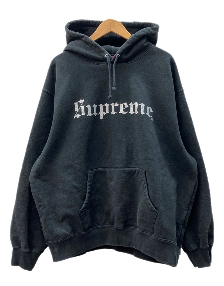 シュプリーム SUPREME 25AW Washed Old English Hooded Sweatshirt オールド イングリッシュ フード スウェットシャツ プルオーバー 黒 パーカ ロゴ ブラック Lサイズ 104MT-3296