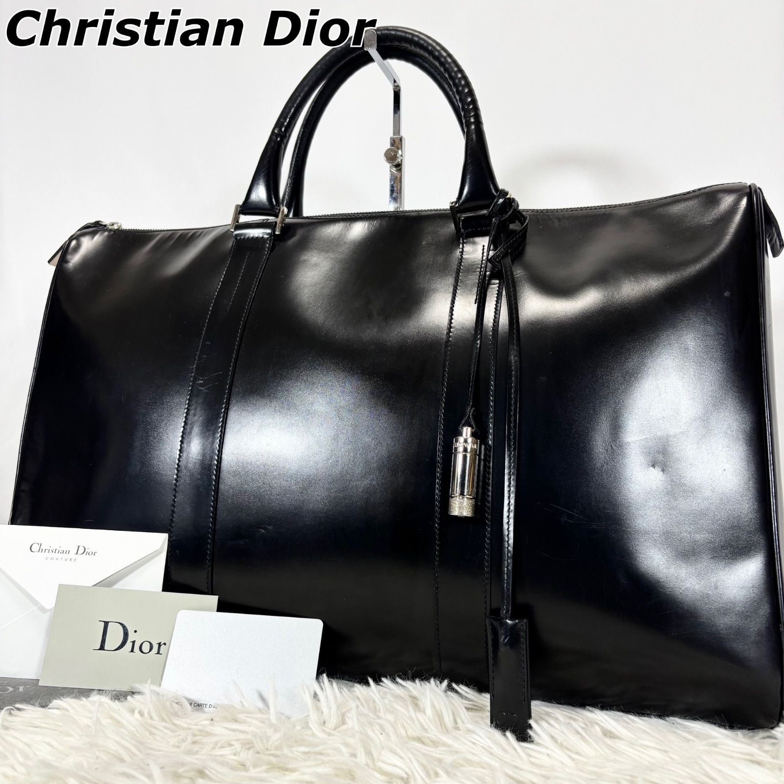 クリスチャンディオール Christian Dior ビジネスバッグ 大容量 手持ち 手提げ 本革 レザー ロゴ刻印 鍵付き ギャランティーカード付き イタリア製