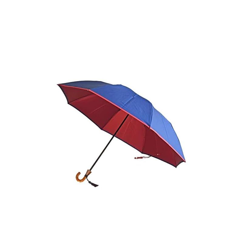 【新品】 日本製 かさね 折り 55ｃｍ 甲州織両面 無地 雨晴兼用 べっ甲風手元 ２段折りたたみ傘 小宮商店 (ネイビーレッド)