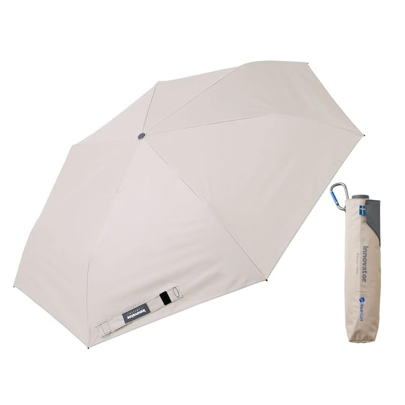 【新品】 小川(Ogawa) 日傘 メンズ Radi-Cool 軽量ワイド晴雨兼用折りたたみ傘 手開き 60cm innovator UVカット率＆遮光率100％ 放熱冷却 遮熱指数65％以上 通常より6.3度涼しい はっ水 完全遮光 ベージュ×シルバー ７本