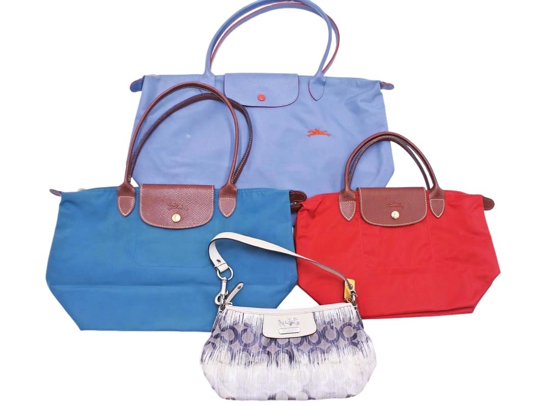 LONGCHAMP ロンシャン プリアージュ COACH 42684 トート 4点セット まとめ 赤ｘ水色ｘ青 ■■◎レディース