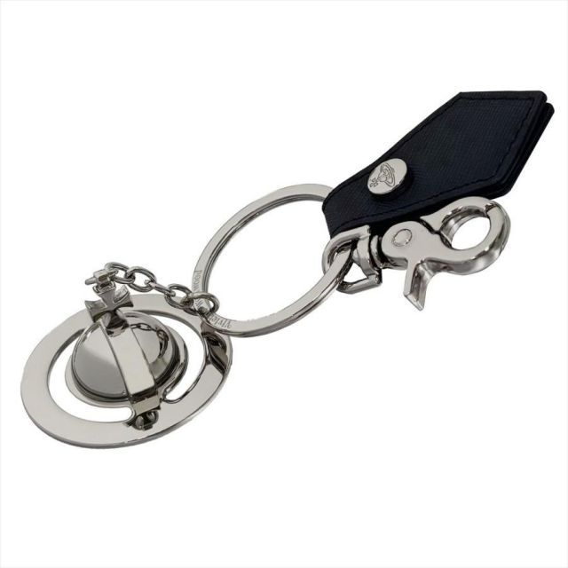 Vivienne Westwood キーリング METAL 3D ORB SILVER 8203011QU-OM0014-N401 BLACK SAFFIANO