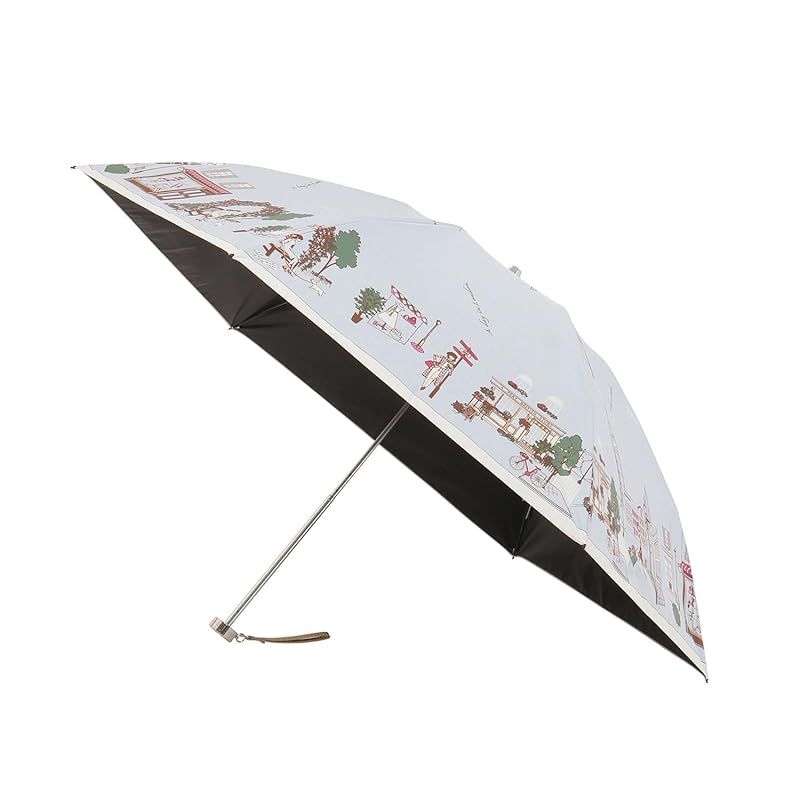 【新品】 ムーンバット 【ダックス】 日傘 折りたたみ傘 レディース 日本製 晴雨兼用 一級遮光 遮熱 UV カラフル街並み 22-125-12216-02 ブルー