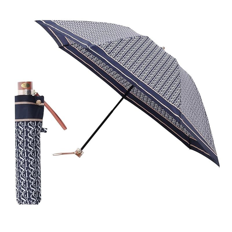 【新品】 ムーンバット 【ダックス】 雨傘 折りたたみ傘 レディース ブランド 丈夫 通勤 通学ツイル モノグラム 総柄21-125-11276-02 ブルー