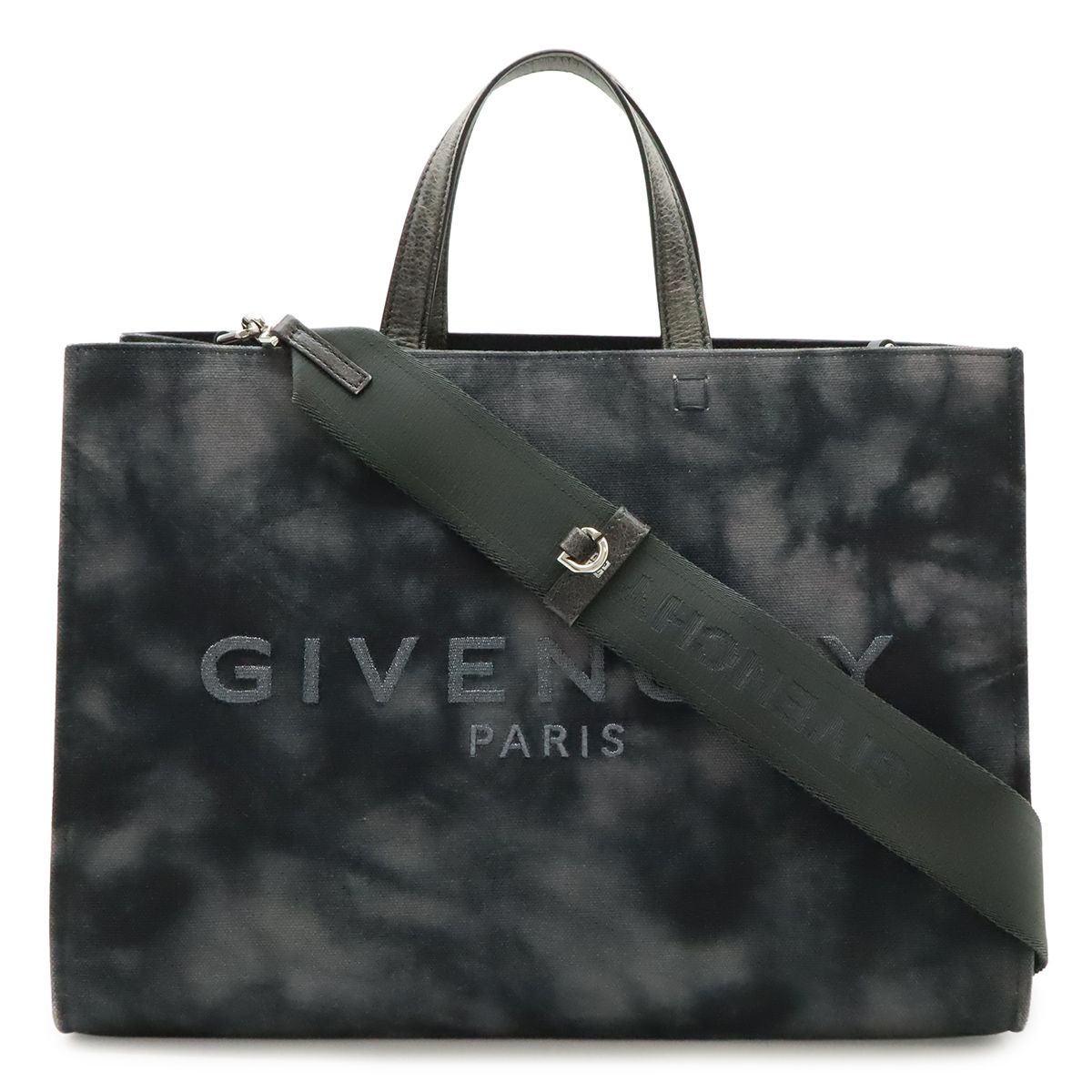 GIVENCHY ジバンシイ ジバンシー ロゴ Gトート トートバッグ 2WAY ショルダーバッグ タイダイ柄 キャンバス レザー ブラック 黒 グレー