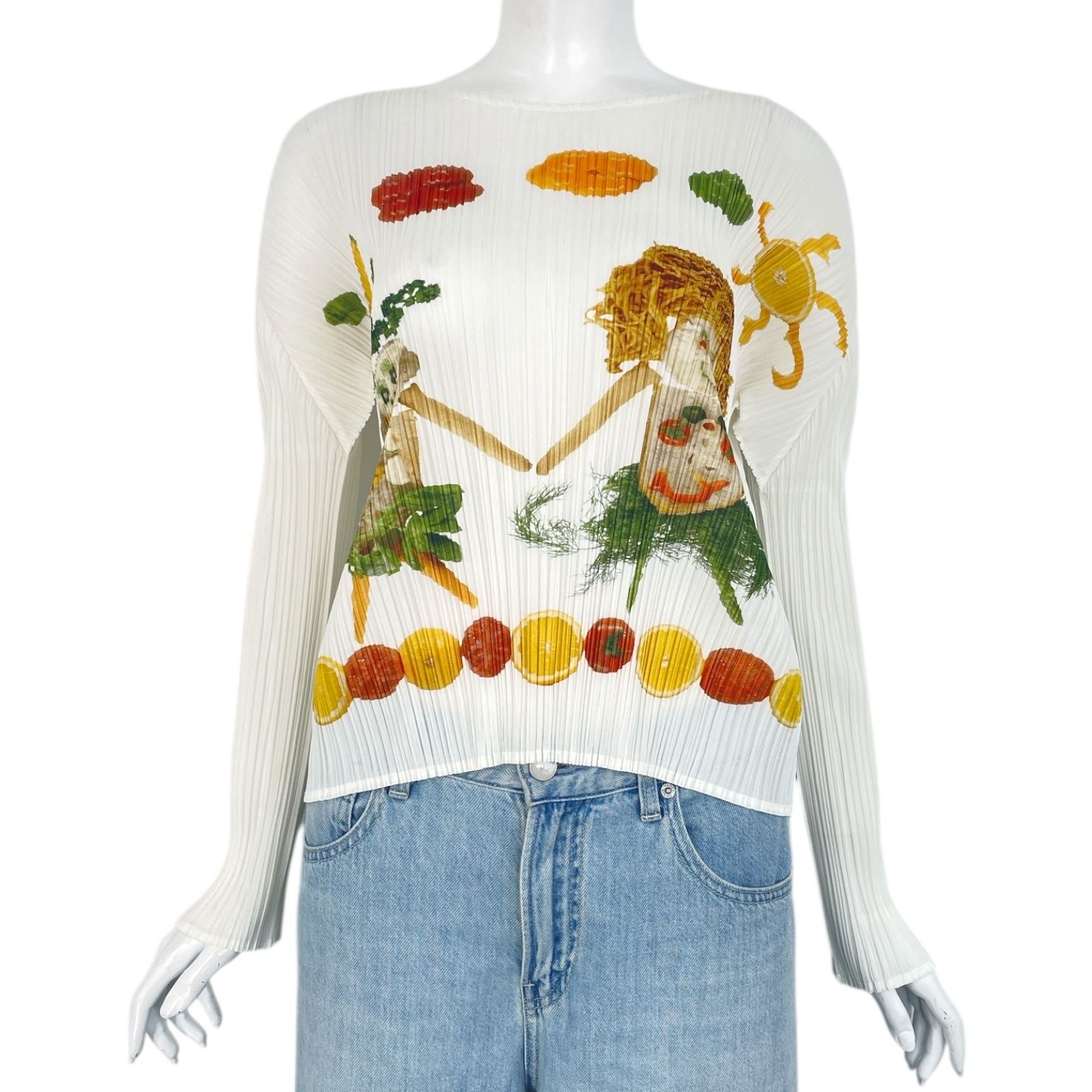 極美品 PLEATSPLEASE プリーツプリーズ ISSEY MIYAKE イッセイミヤケ Tシャツ カットソー 野菜 サイズ3 ホワイト