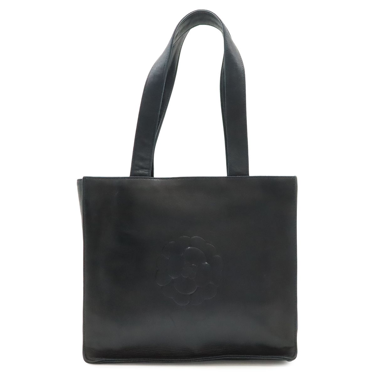 CHANEL シャネル カメリア ココマーク トートバッグ ショルダーバッグ 肩掛け ラムスキン レザー ブラック 黒