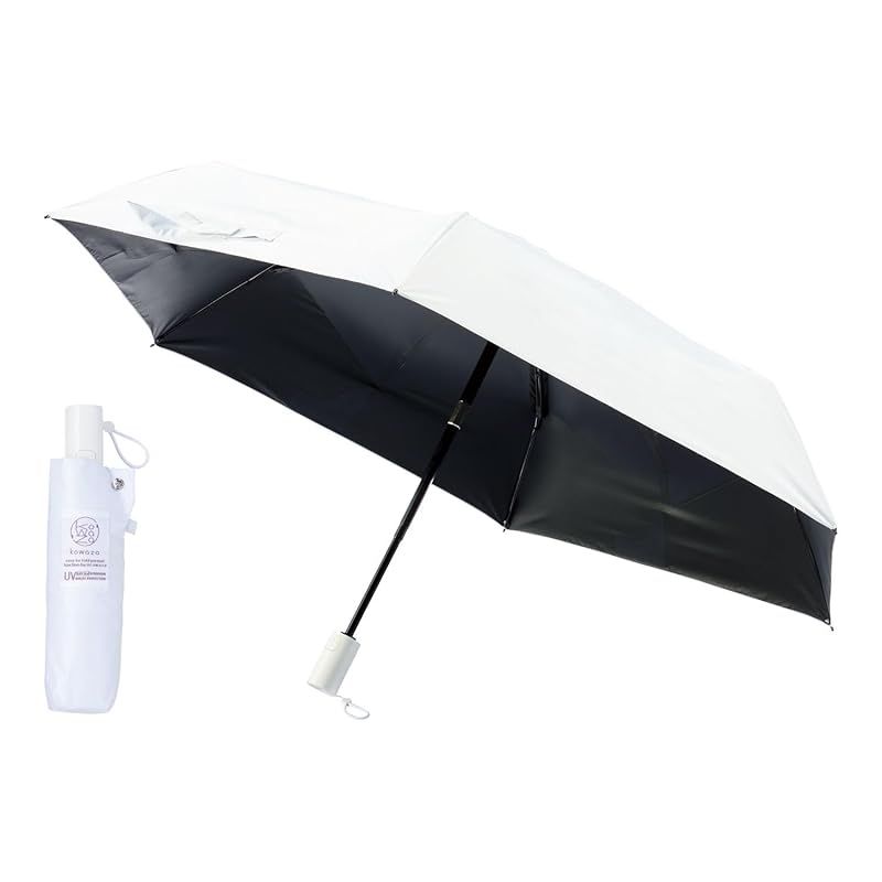 【新品】 kowaza 自動開閉 折りたたみ傘 遮光100% 遮熱 UVカット 日傘 晴雨兼用 コワザ 無地 畳みやすい urawaza メンズ レディース 親骨50cm 30287 ホワイト
