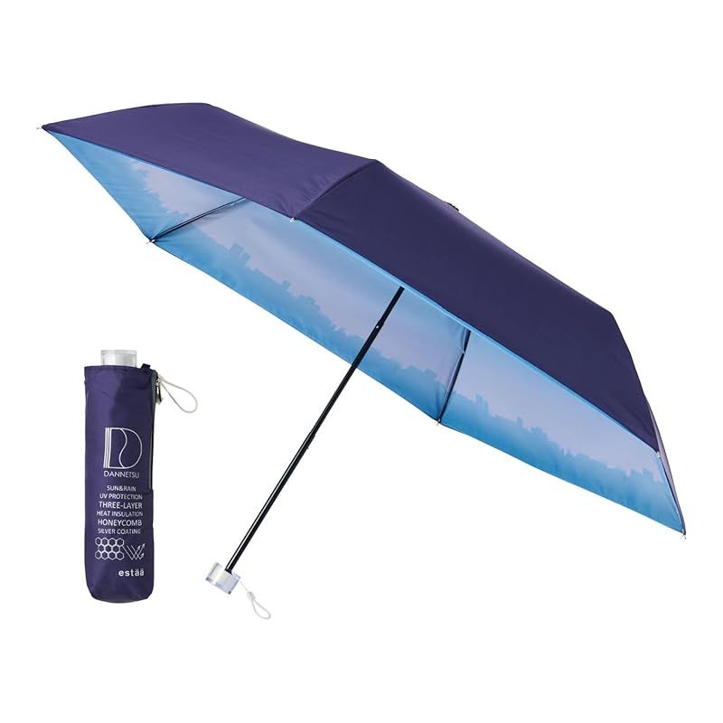 【新品】 断熱パラソル 日傘 折りたたみ傘 遮光100% 遮熱 UVカット 晴雨兼用 ハニカム断熱 簡単開閉 手開き 親骨50cm SUNRISE 30278 ディープブルー