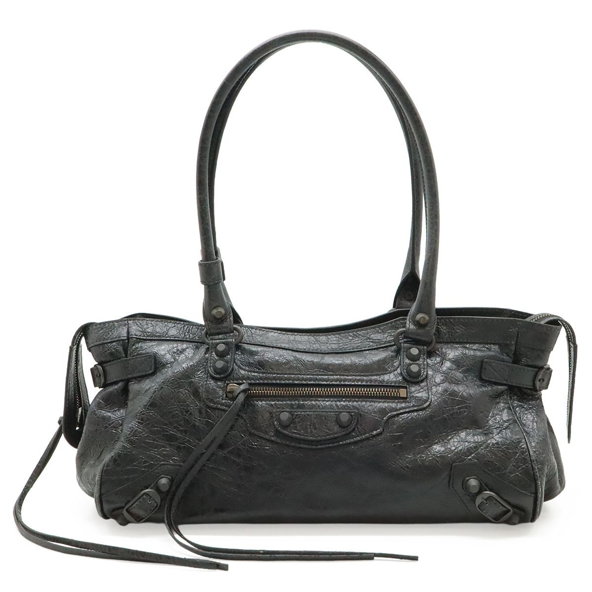 BALENCIAGA バレンシアガ ル シティ イーストウエスト トートバッグ ショルダーバッグ セミショルダー 肩掛け レザー ブラック 黒 845704