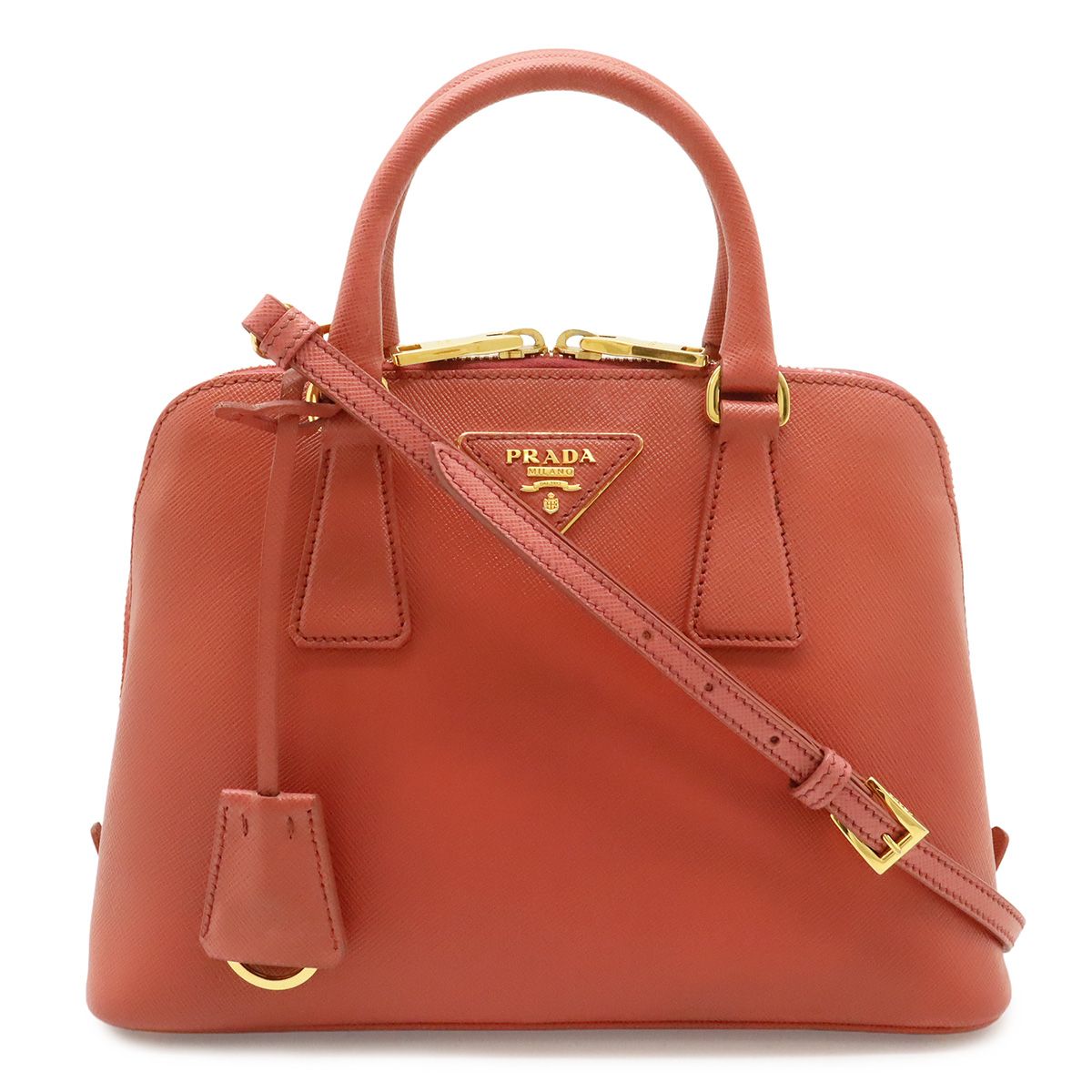 PRADA プラダ プロムナード ハンドバッグ ミニバッグ 2WAY ショルダーバッグ 斜め掛け サフィアーノ レザー ピンク ゴールド金具 BL0838 59,400円