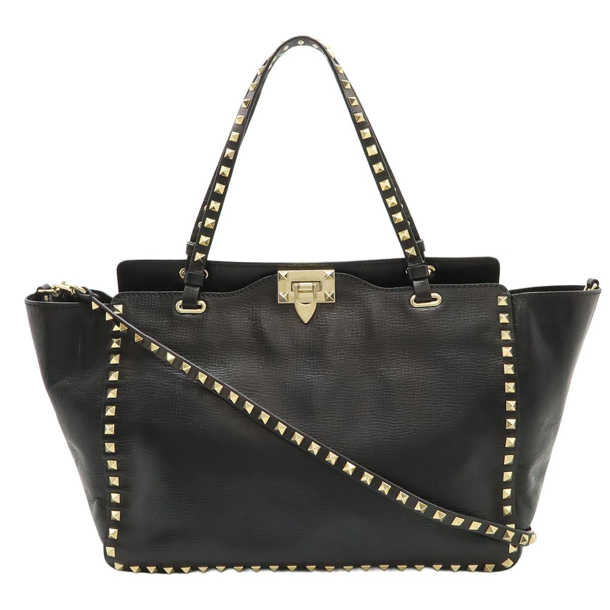 VALENTINO GARAVANI ヴァレンティノ ガラヴァーニ ヴァレンチノ バレンティノ ロックスタッズ トートバッグ 2WAY ショルダーバッグ ブラック 黒