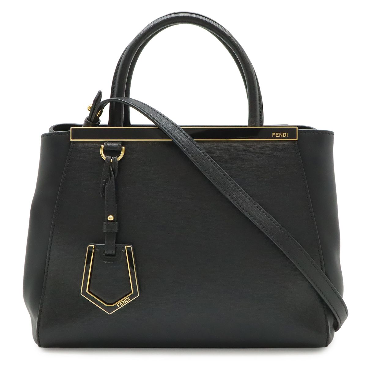FENDI フェンディ PETITE 2JOURS プチ トゥージュール ハンドバッグ トートバッグ 2WAY ショルダーバッグ レザー ブラック 黒 ゴールド金具 8BH253