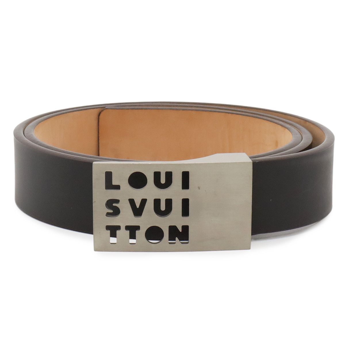 LOUIS VUITTON ルイ ヴィトン サンチュール LST ロゴパンチング ベルト レザー ダークブラウン シルバー金具 #85 M6809V