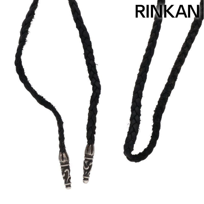 クロムハーツ LEATHER BRAID/スクロールレザーブレード シルバーネックレス メンズ