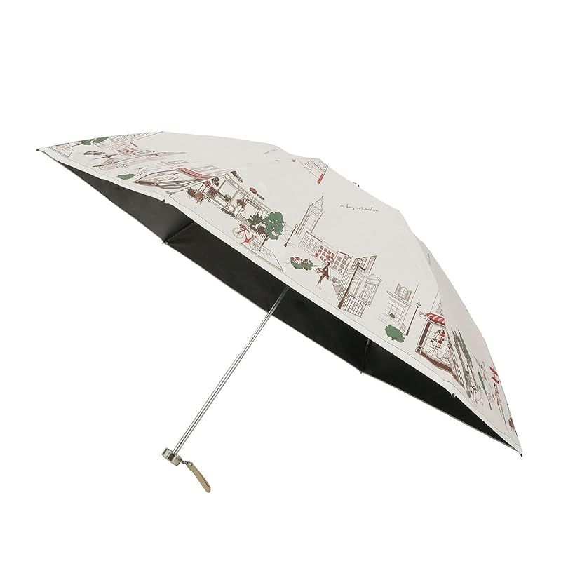 【新品】 ムーンバット 【ダックス】 日傘 折りたたみ傘 レディース 日本製 晴雨兼用 一級遮光 遮熱 UV カラフル街並み 22-125-12216-02 グレー