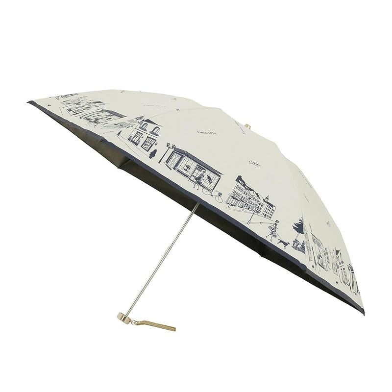 【新品】 ムーンバット 【ダックス】 日傘 折りたたみ傘 レディース 日本製 晴雨兼用 一級遮光 遮熱 UV 街並み フワクール 22-125-12215-02 ホワイト