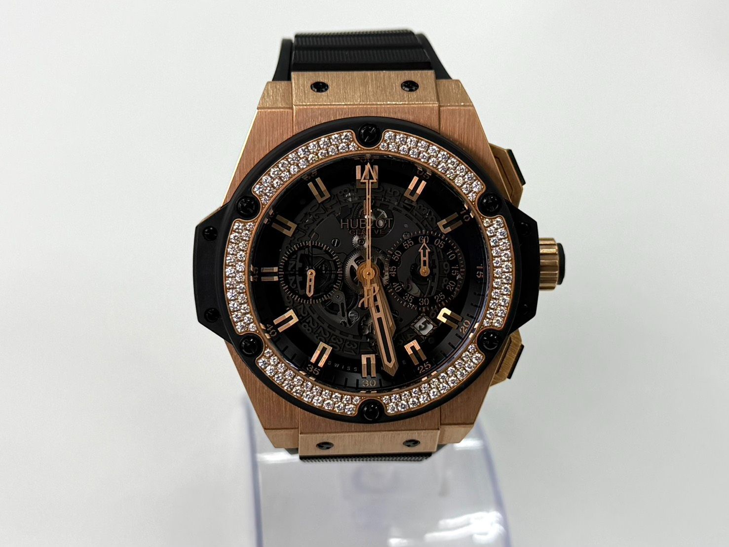 【中古】HUBLOT ウブロ キングパワー ウニコ キングゴールド ダイヤモンド 701.OX.0180.RX.1104 フルセット メンズ