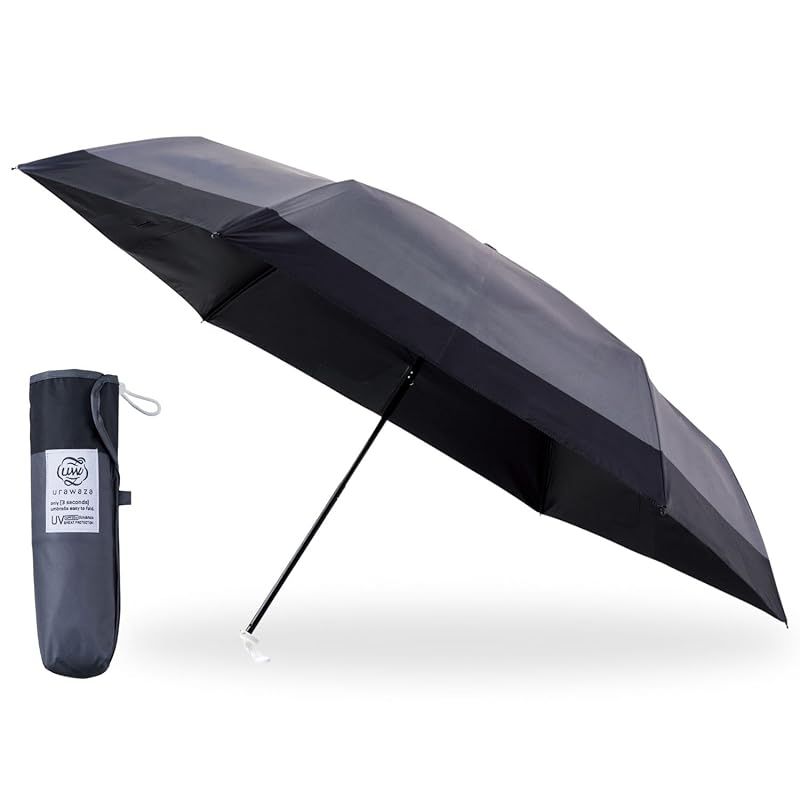 【新品】 [ムーンバット]3秒でたためる傘 urawaza 日傘 遮熱 遮光100 UVカット 晴雨兼用 手開き 形状記憶 畳みやすい 折りたたみ傘 ウラワザ バイカラー ツートン 親骨55cm 30245 グレー