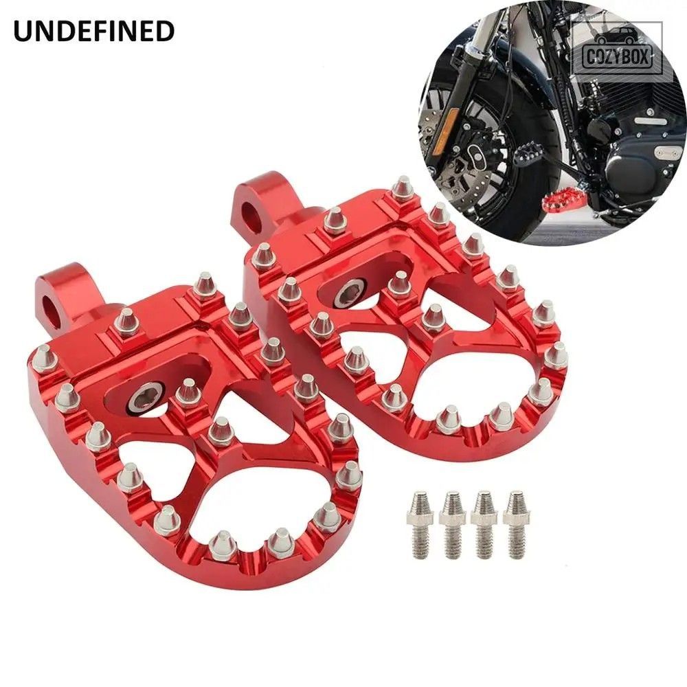 ワイド MX オフロード フットペグ 360 回転 チョッパー スタイル フットレスト レッ