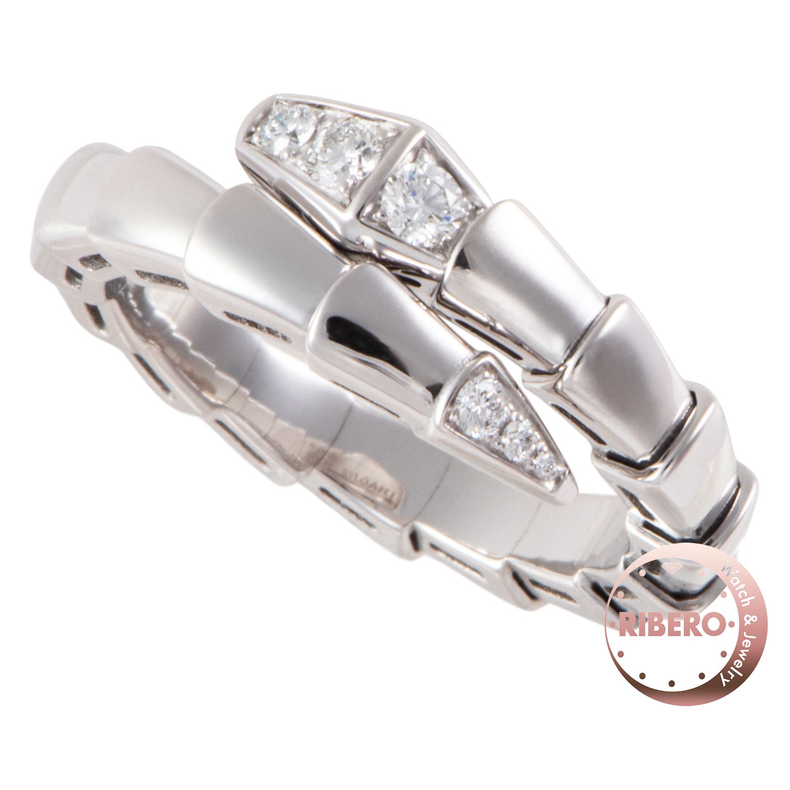 BVLGARI ブルガリ セルペンティ ヴァイパー リング 360467 指輪 12号 K18WG ダイヤモンド シルバー【中古】