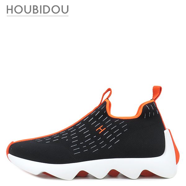 エルメス HERMES スニーカー エクレール ファブリック ブラック×オレンジ #40 1/2 黒 Hロゴ スリッポンスニーカー メッシュ H2210982Z 【保存袋】【中古】