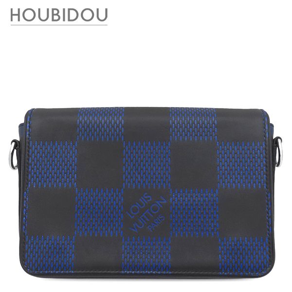ルイヴィトン LOUIS VUITTON ショルダーバッグ ステュディオ メッセンジャー レザー マリーン シルバー金具 黒 青 N50037 RFID【中古】