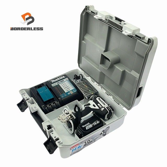 ☆中古品☆ makita マキタ 14.4V 充電式インパクトドライバ TD138D 白/ホワイト 本体+パーツ+バッテリー(3.0Ah)充電器+ケース129588