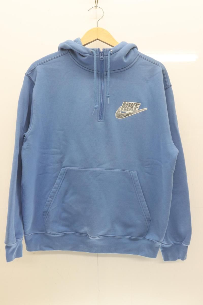 【中古】 Supreme メンズパーカー S Half Zip Hooded Sweatshirt Supreme x NIKE S 水色 アクアブルー