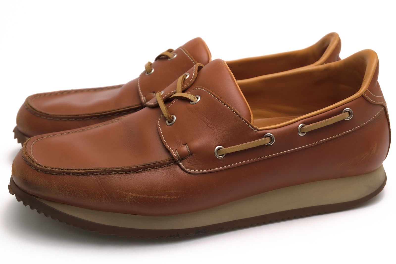 エルメス／HERMES シューズ デッキシューズ 靴 メンズ 男性 男性用 レザー 革 本革 ブラウン 茶 CANOE カノエ