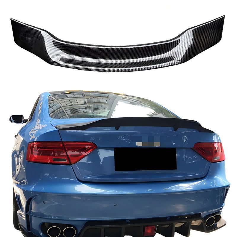 アウディ Audi A5 2009-2016 4ドア車対応 リアスポイラー トランクスポイラー 尾翼 ABS製 穴あけ加工不要 ブラック ホワイト シルバー カーボン調 未塗装選択可 後ろ姿を引き締めるスポーティ外装パーツ ドレスアップ用