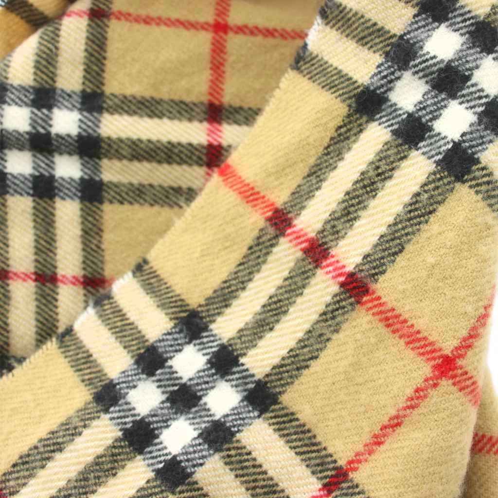 Burberrysバーバリー ノバチェックマフラー ウール 英国製 ミルク