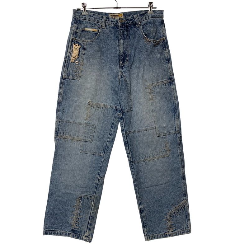 【中古品】 SOUTHPOLE サウスポール BUGGY DENIM PANTS バギーデニムパンツ 刺繍 ツギハギステッチ ジーンズ 【157-260608-as-09-izu】