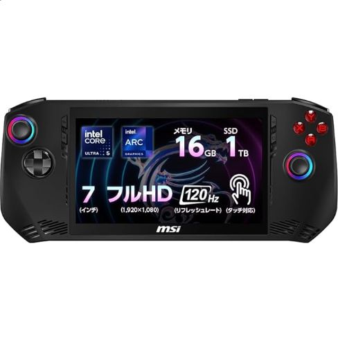 中古・動作品 MSI ゲーミング ノートPC Claw Core Ultra 5 プロセッサー 7 インチ 16GB 1TB Windows 11 Claw-A1M-004JP