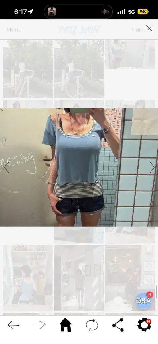 ペイルジェイド レーヨン 딥 Uネック ニット ベラ ストライプ ノースリーブ