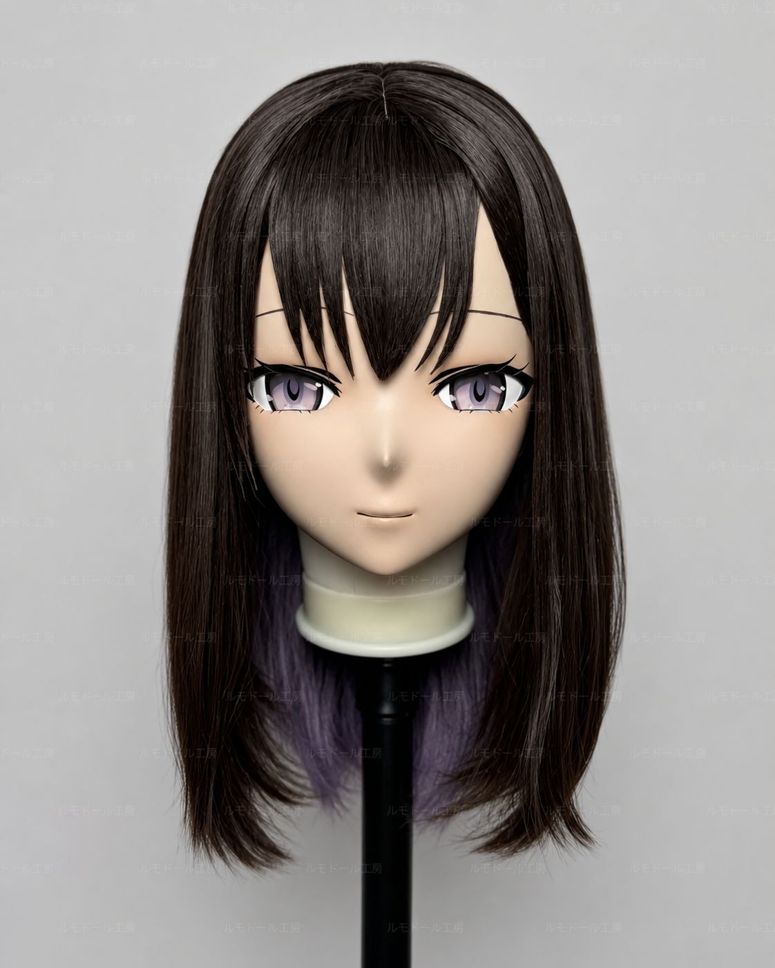 アークナイツ プロヴァンス風 kigurumi 全頭マスク 紫グレー髪 ウィッグ付き